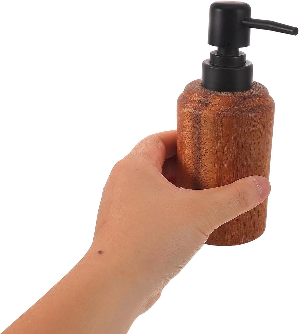 Wood Grain Kitchen Soap Dispenser - Stainless Steel Refillable Pump