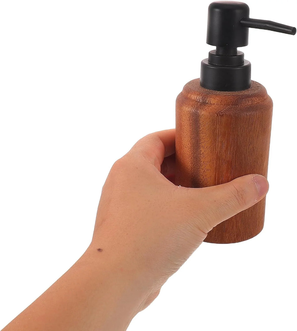 Wood Grain Kitchen Soap Dispenser - Stainless Steel Refillable Pump