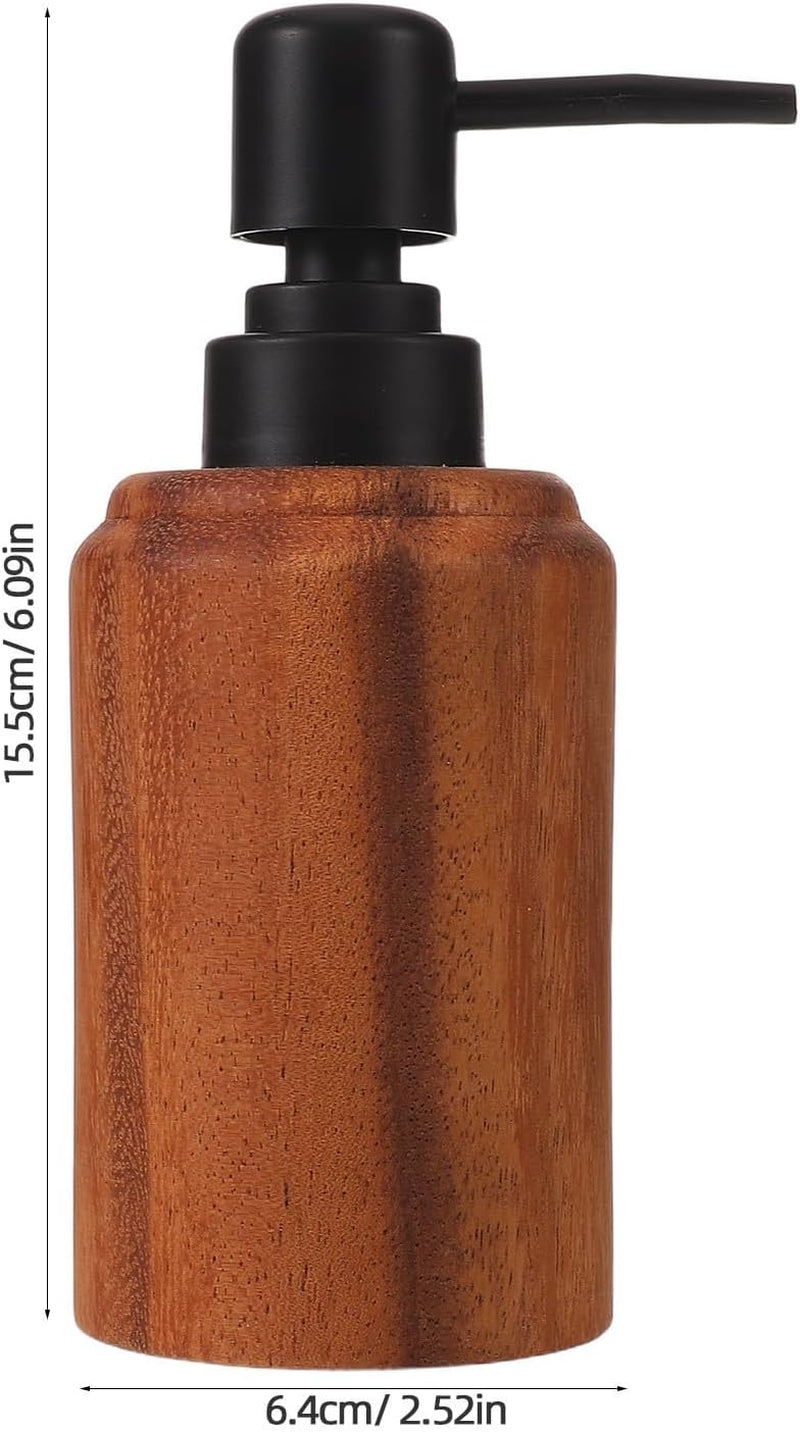 Wood Grain Kitchen Soap Dispenser - Stainless Steel Refillable Pump